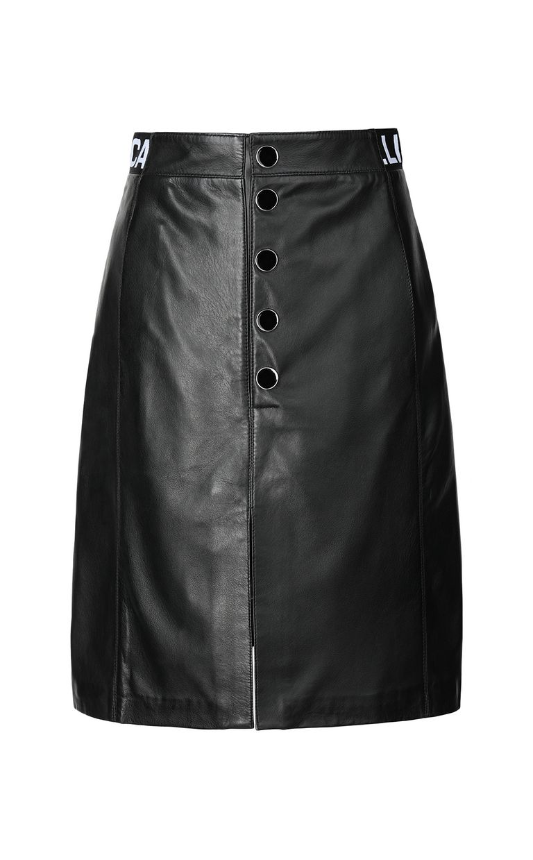 black leather skirt in store