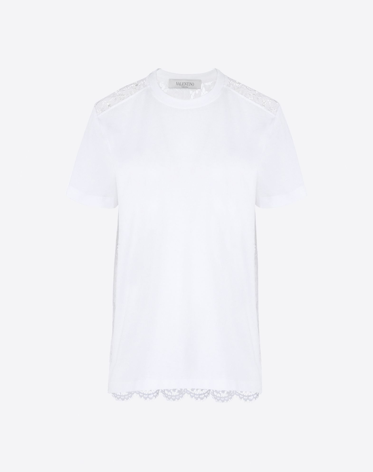 Valentino Cotton And Heavy Lace T Shirt, Knitwear Shirts And Tops for
