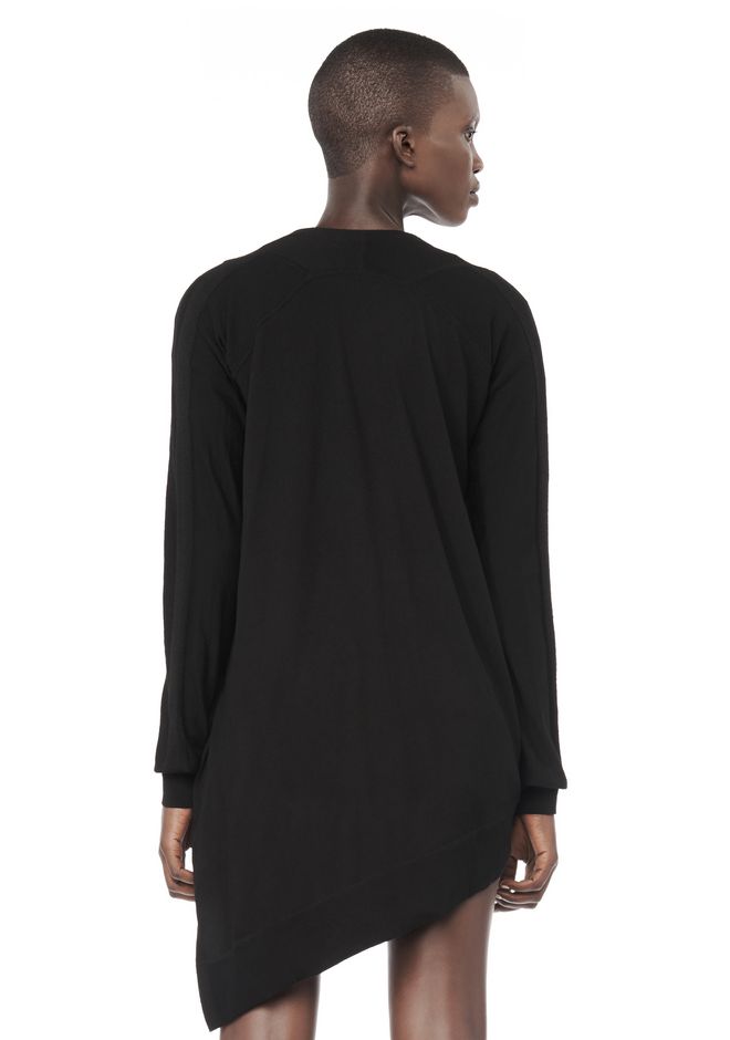 Black V-Neck Asymmetric Knitted Top