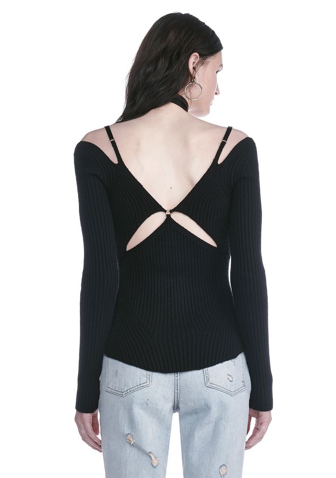 LONG SLEEVE TOP WITH LINGERIE BRA STRAPS | TOP | Alexander Wang ...