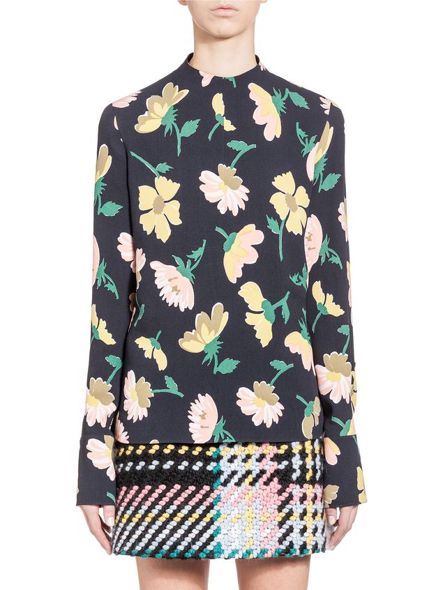 Blouse In Marocaine Crepe Magnolia In Bloom Print from the Marni Fall ...