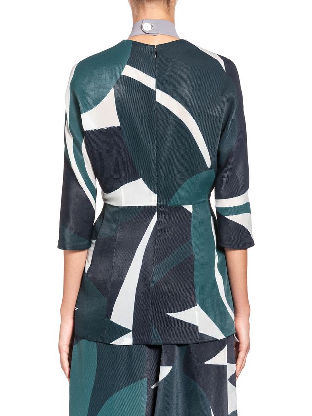 Medium Sleeve Shirt Marni Crewneck blouse in devoré twill with Shadow print Woman