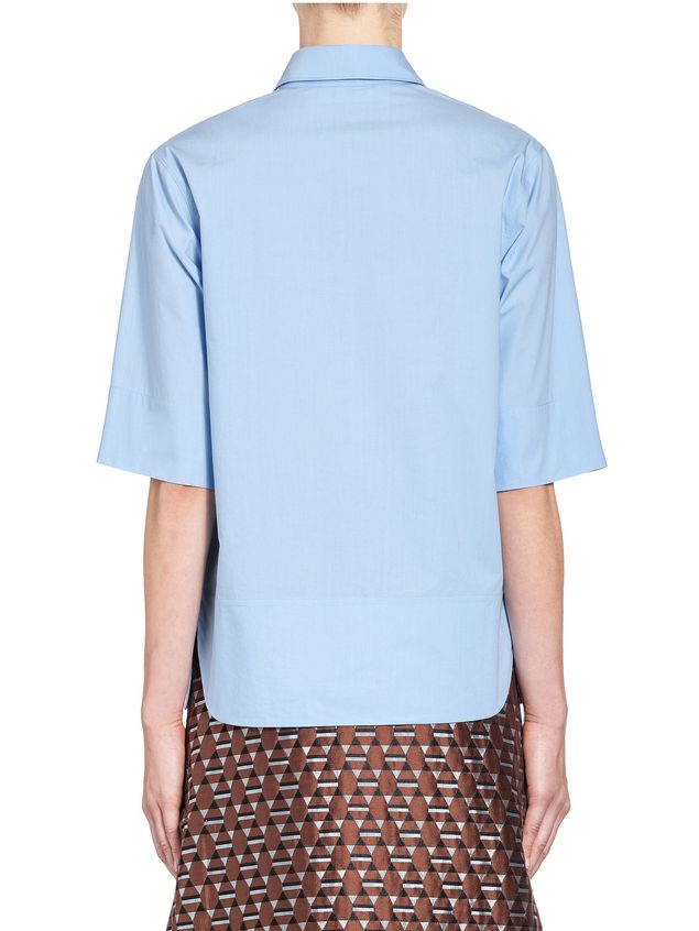 Camicia manica corta Marni Camicia in crispy cotton con volant e spacchi Donna