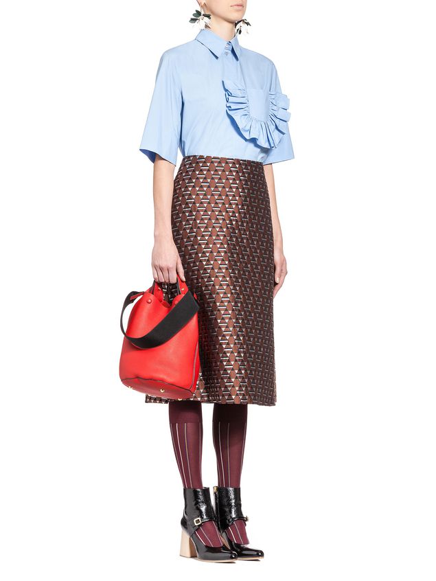 Shirt In Crispy Cotton With Ruffles And Slits ‎ | Marni