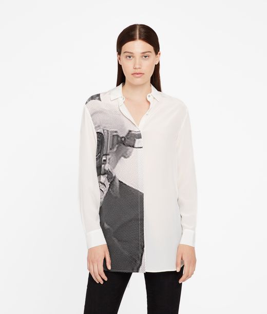 KARL LAGERFELD Silk Photo Print Shirt 12_f