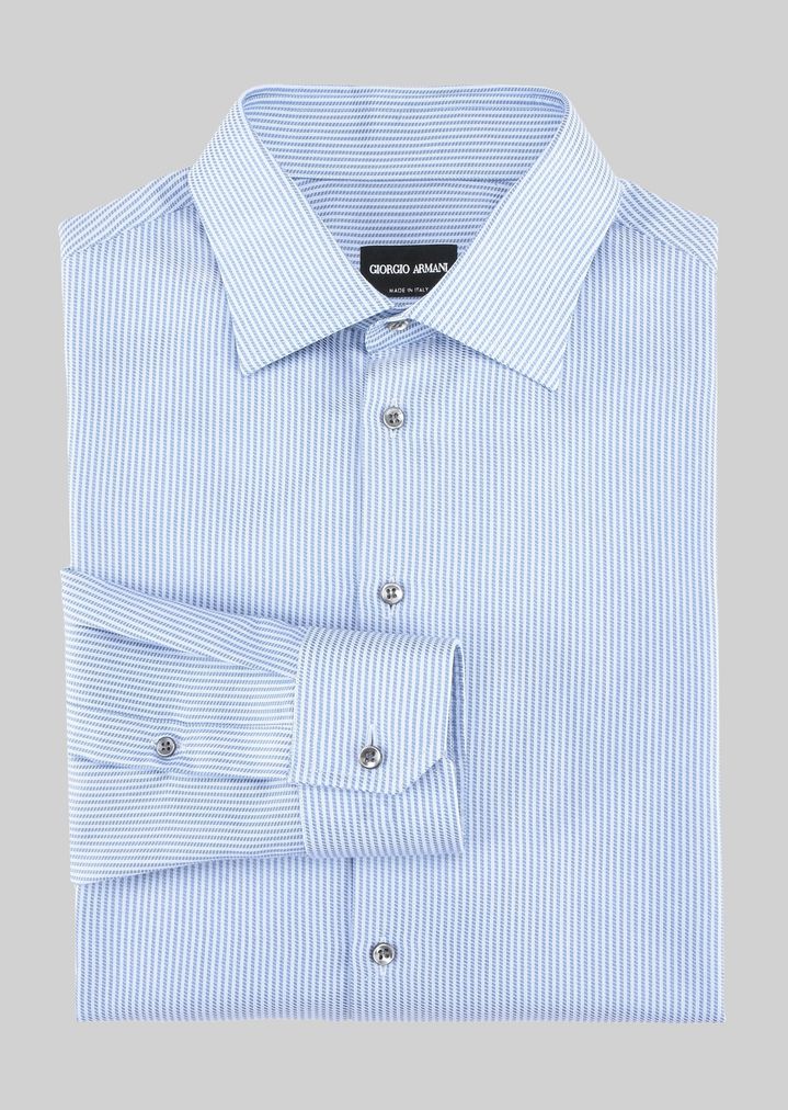 FRENCH COLLAR COTTON SHIRT | Man | Giorgio Armani