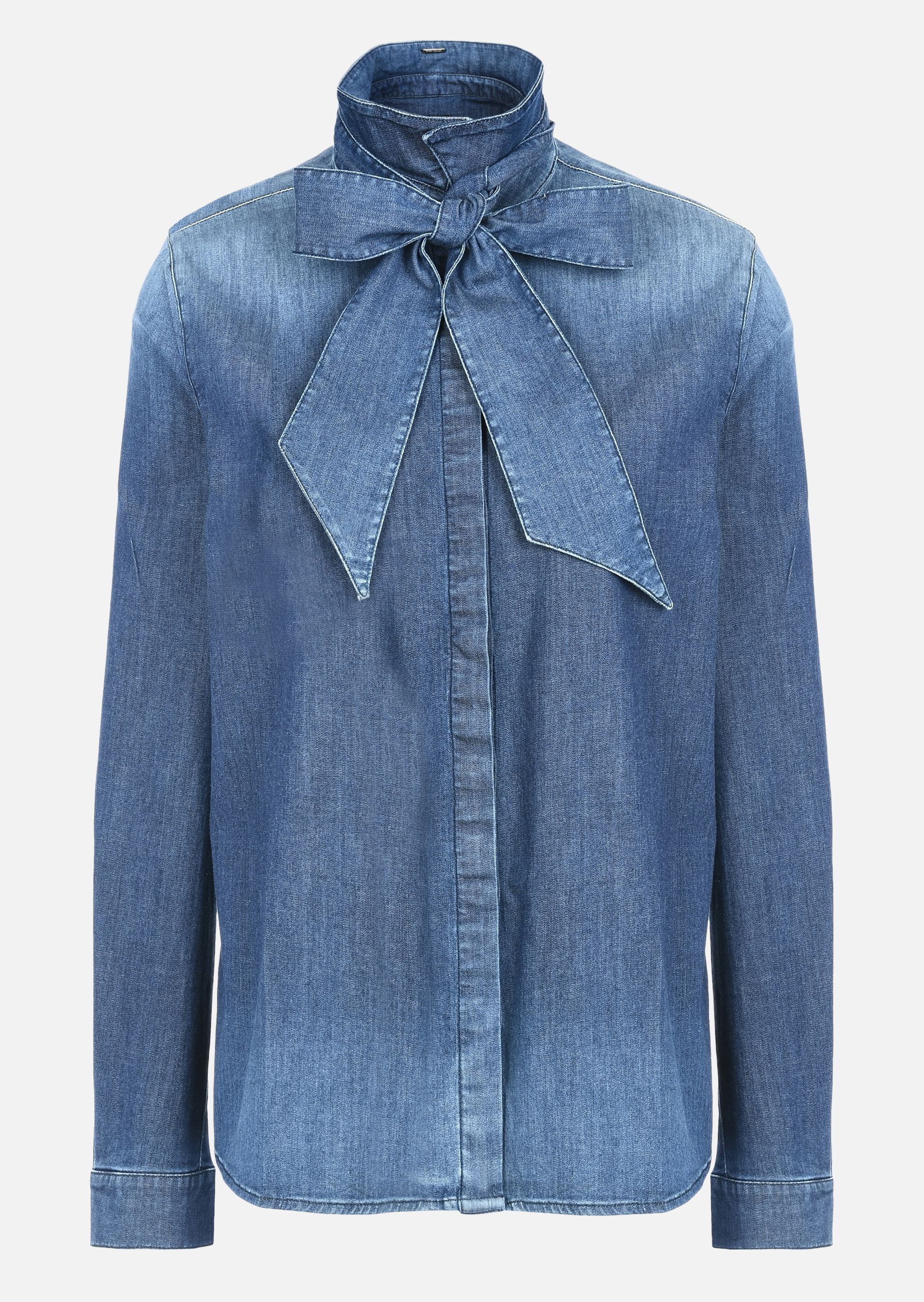 DENIM SHIRT WITH BOW for Women | Emporio Armani