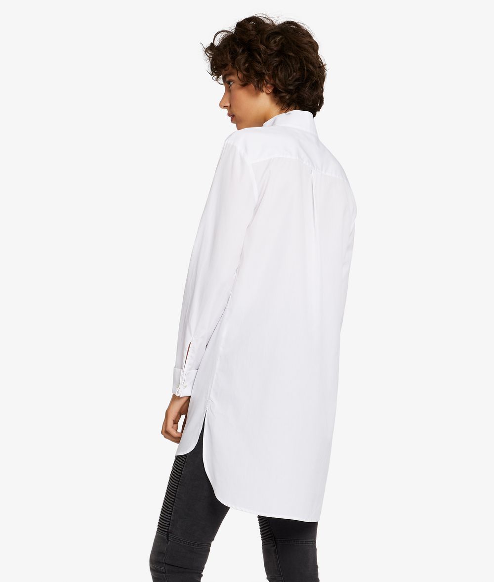 KARL LAGERFELD Tunic Shirt W/ Grosgrain Bib Blouse Woman d