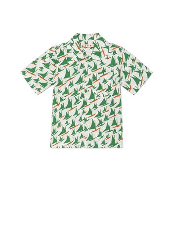 Marni COTTON POPLIN SHIRT WITH SAIL PRINT Man