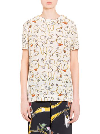 Marni Silk asymmetric shirt with Frank Navin Cracker Jacks print Woman