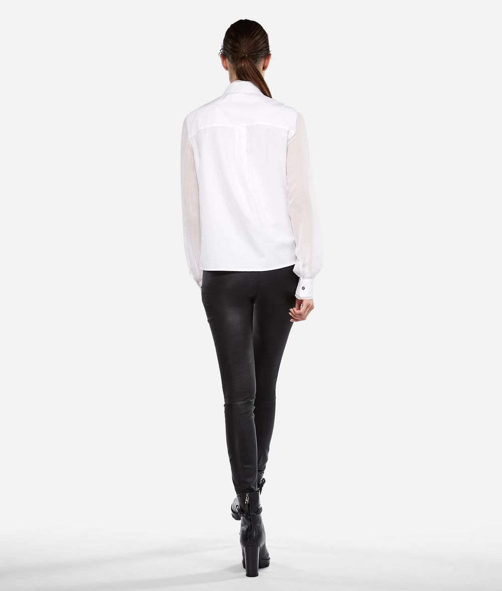 KARL LAGERFELD Cotton Silk Pintuck Shirt Blouse Woman d