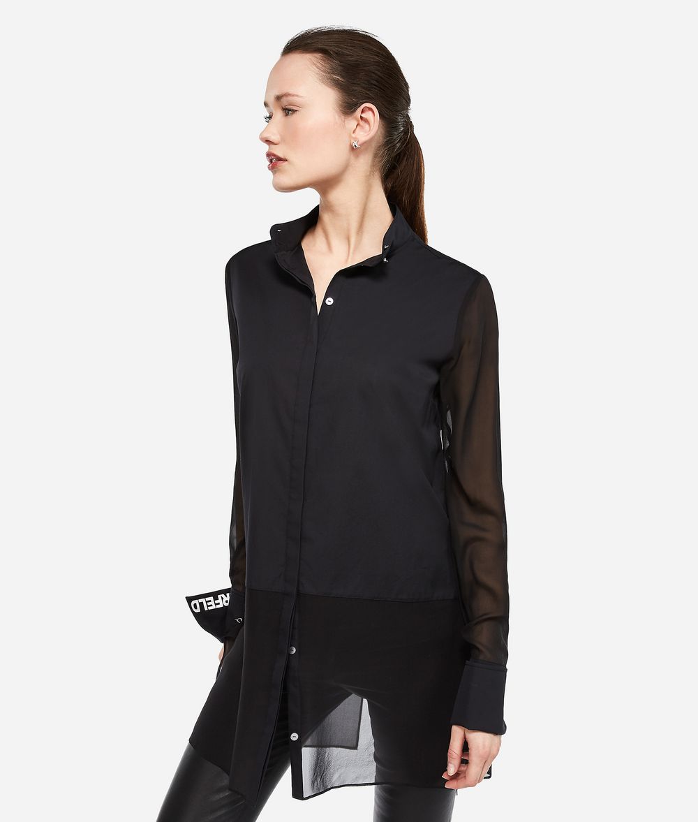 KARL LAGERFELD Long Cotton and Silk Shirt Blouse Woman f