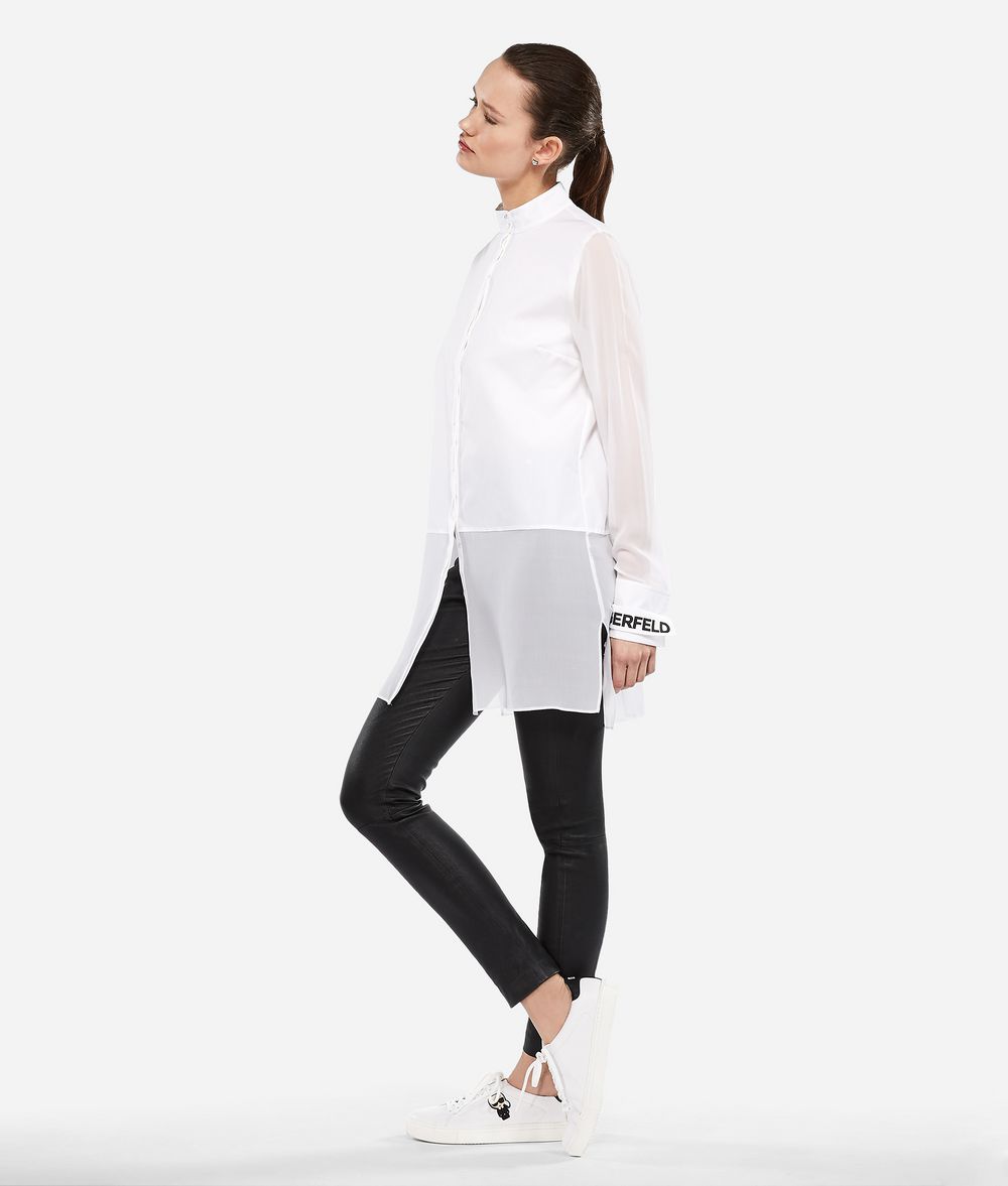 KARL LAGERFELD Long Cotton and Silk Shirt Blouse Woman d
