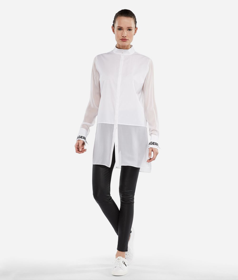KARL LAGERFELD Long Cotton and Silk Shirt Blouse Woman f