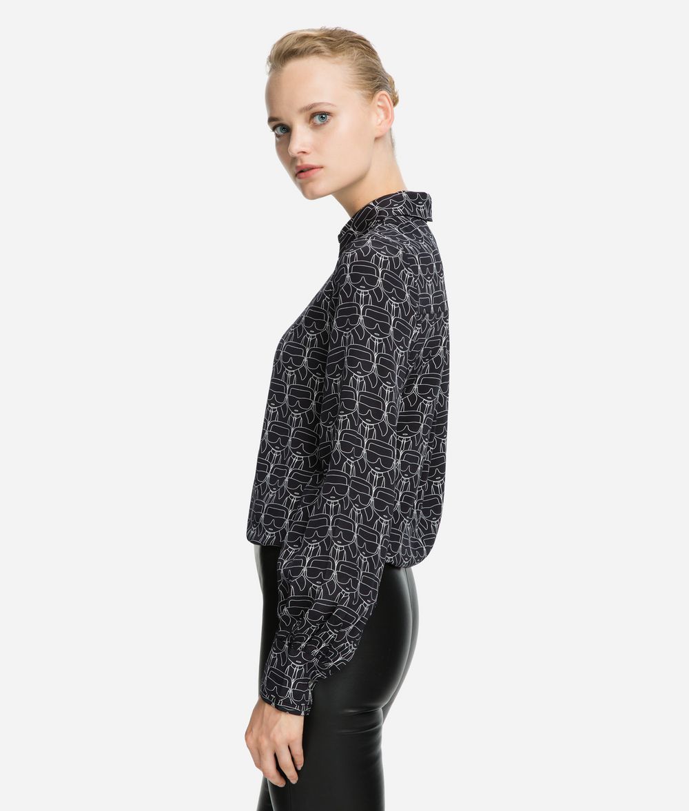 KARL LAGERFELD K/Ikonik Printed Silk Shirt Blouse Woman d