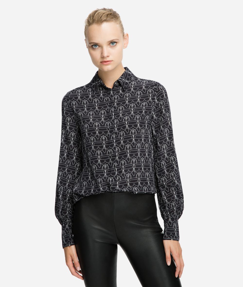 KARL LAGERFELD K/Ikonik Printed Silk Shirt Blouse Woman f