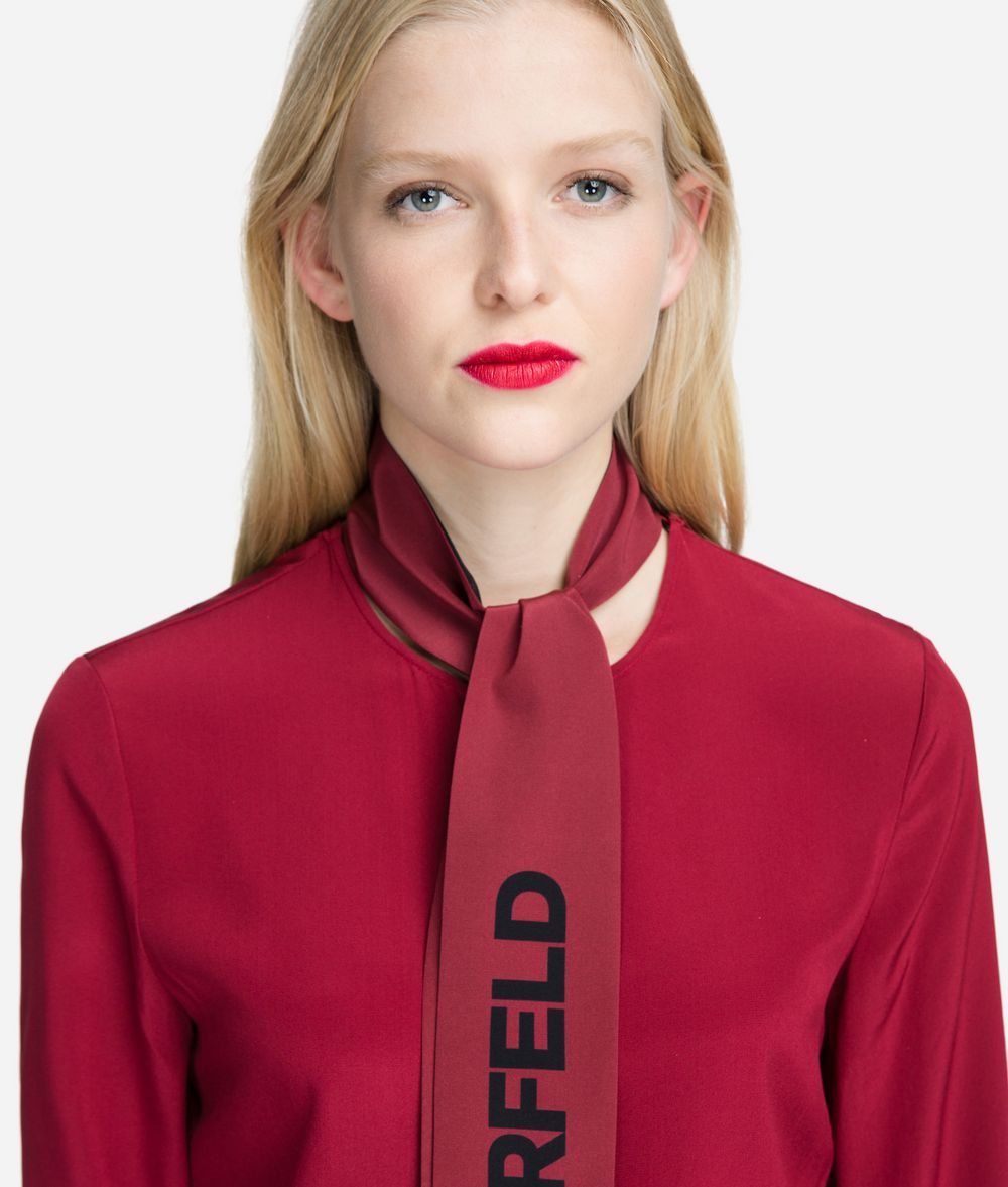 KARL LAGERFELD Logo Bow Silk Blouse Blouse Woman d