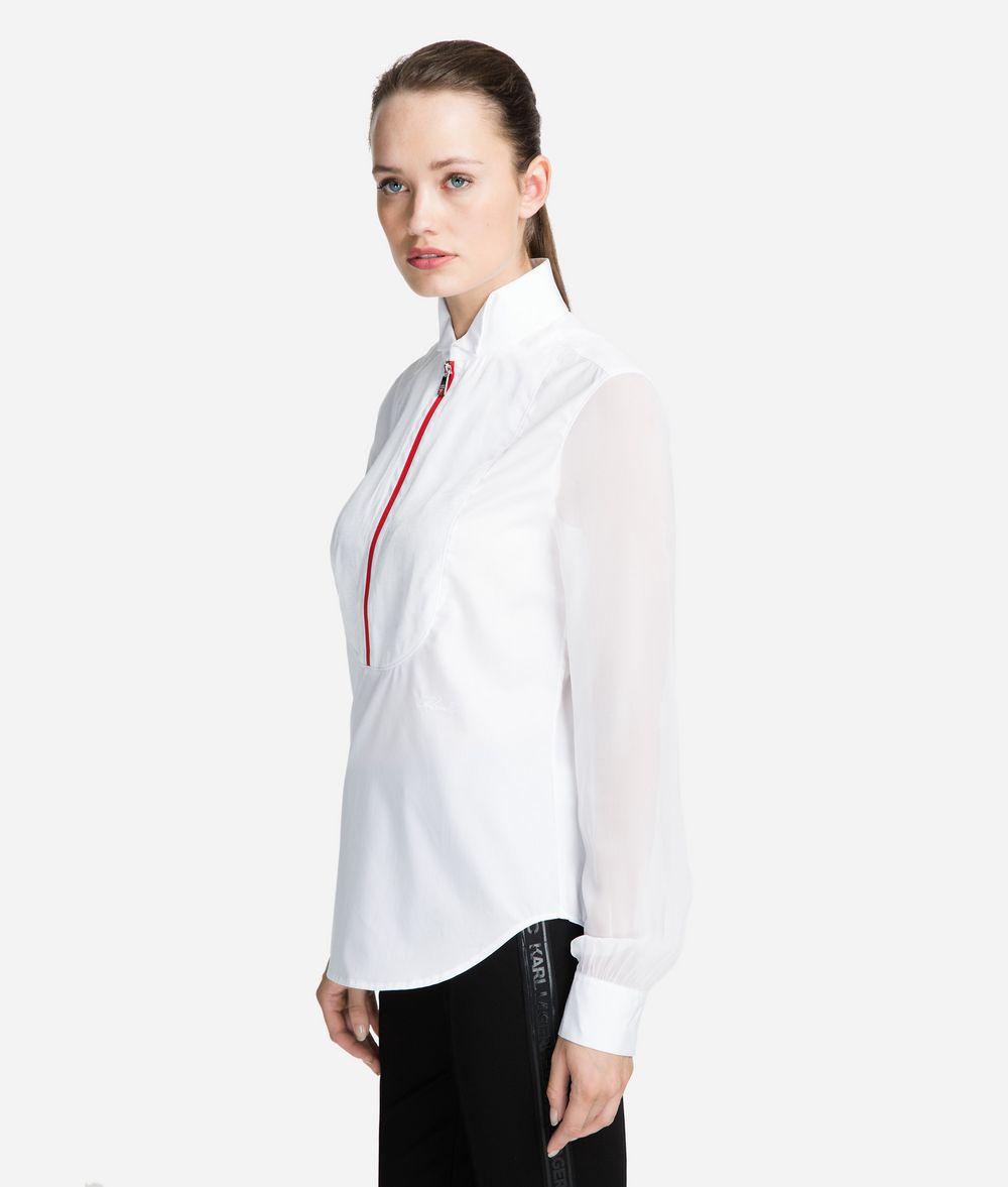 KARL LAGERFELD Cotton Plastron Shirt Blouse Woman d
