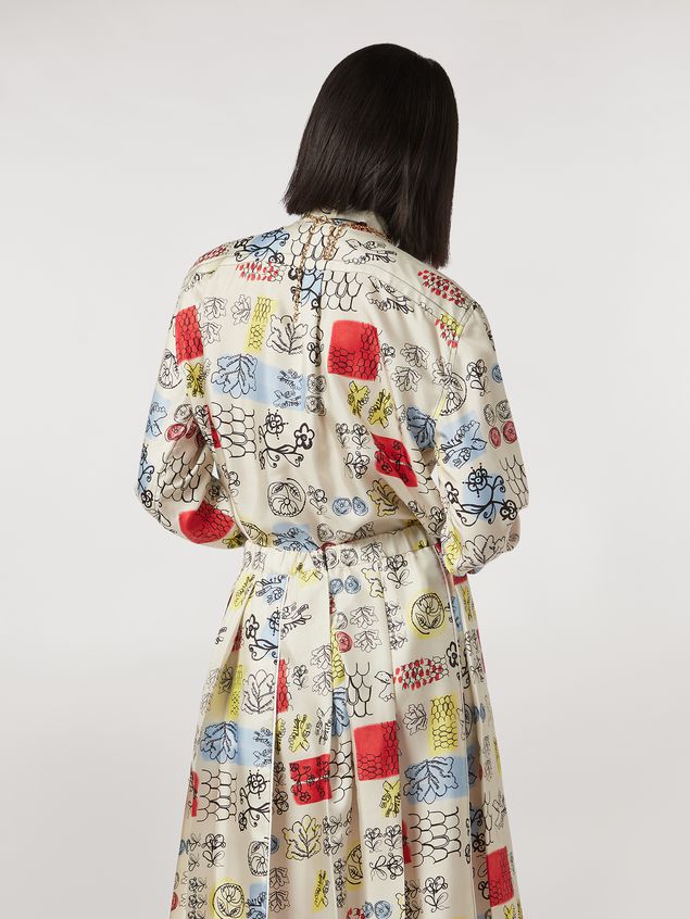 Long Sleeve Shirt Marni Silk twill shirt Memoria print with chest pocket Woman