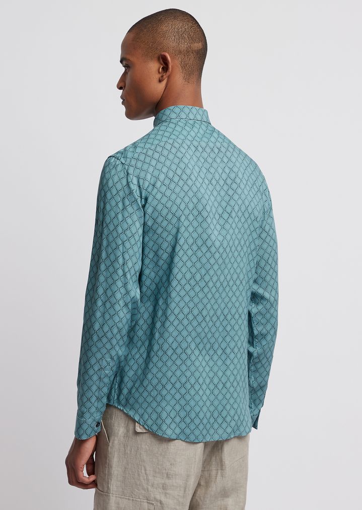 Camicia in viscosa stampata Uomo Emporio Armani