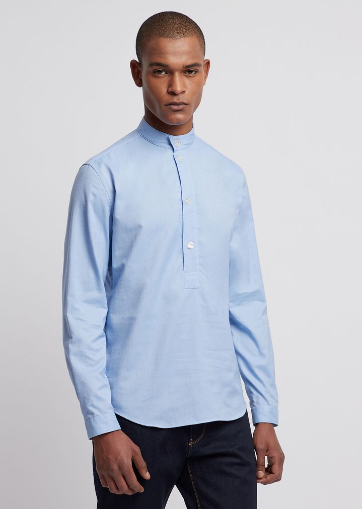 mandarin collar oxford shirt