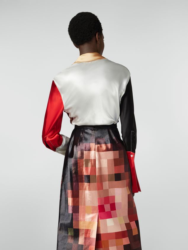 Long Sleeve Shirt Marni Tight-fitting shirt in satin Pixel Grace print Woman