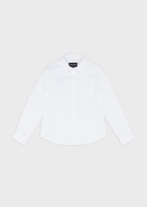 Stretch shirt with logoed pocket