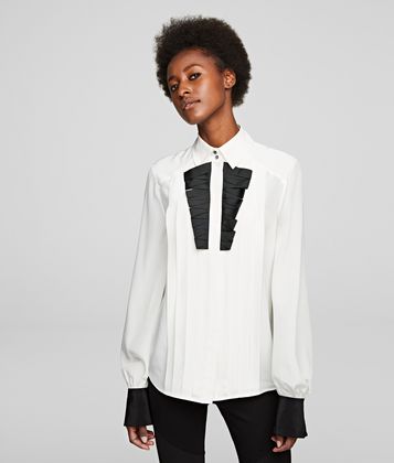 KARL LAGERFELD SILK SHIRT WITH BIB