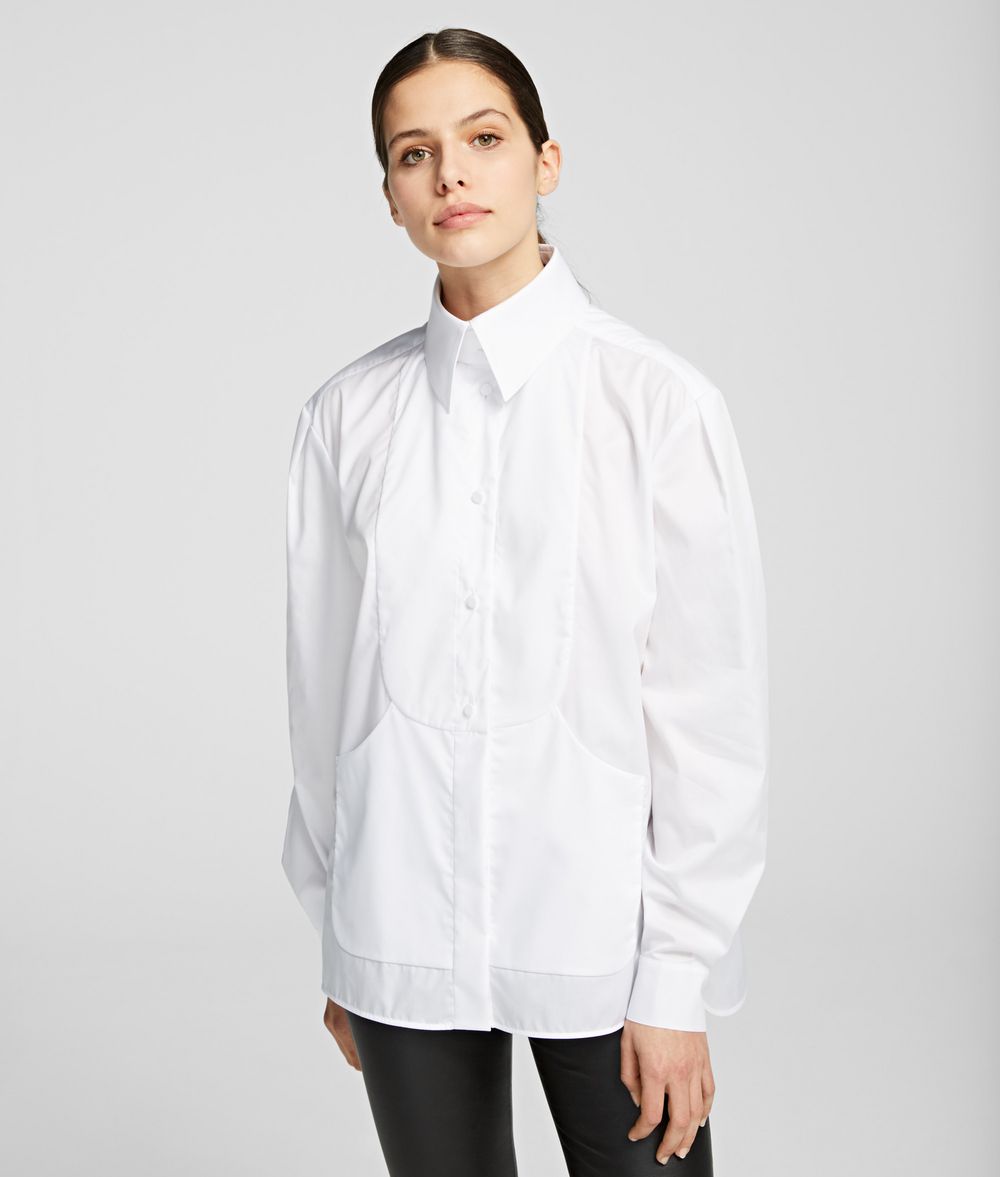 KARL LAGERFELD K/Styles Plastron Bib Shirt Blouse Woman f