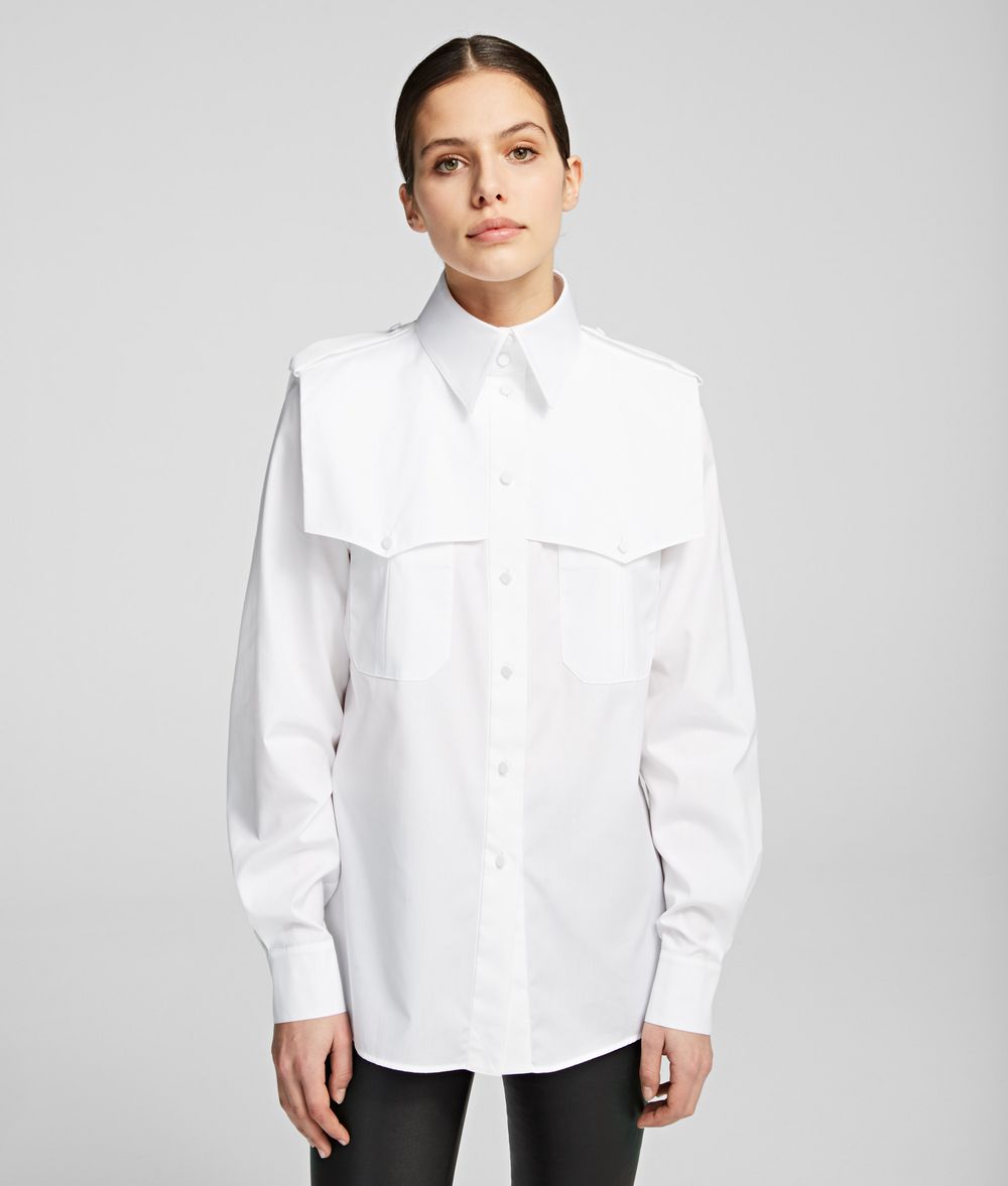 KARL LAGERFELD K/Styles Yokes Overlay Shirt Blouse Woman f