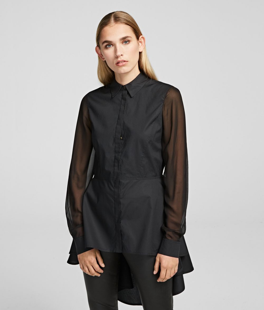 KARL LAGERFELD Poplin Tunic with Peplum Blouse Woman f