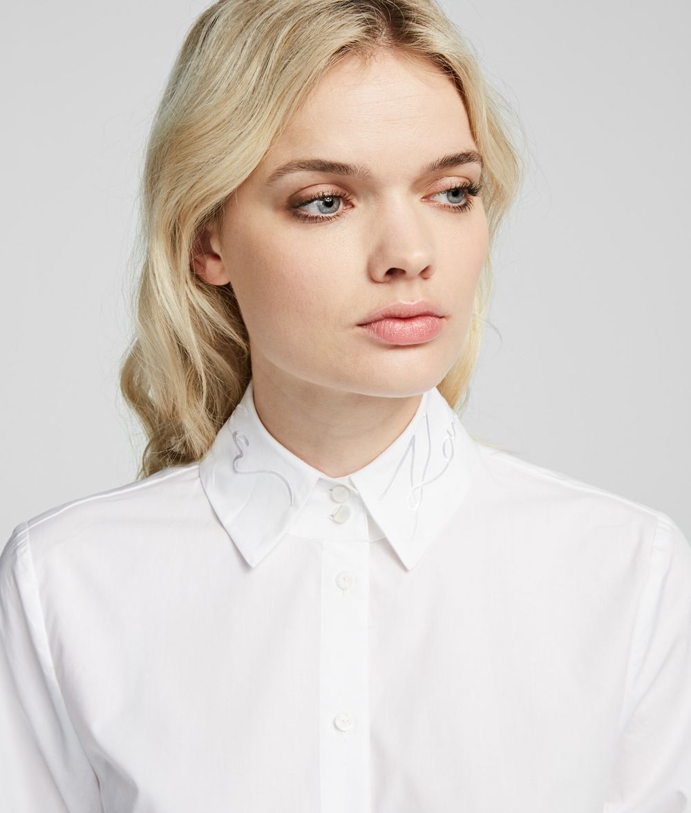 KARL LAGERFELD Logo-Collar Shirt Blouse Woman d