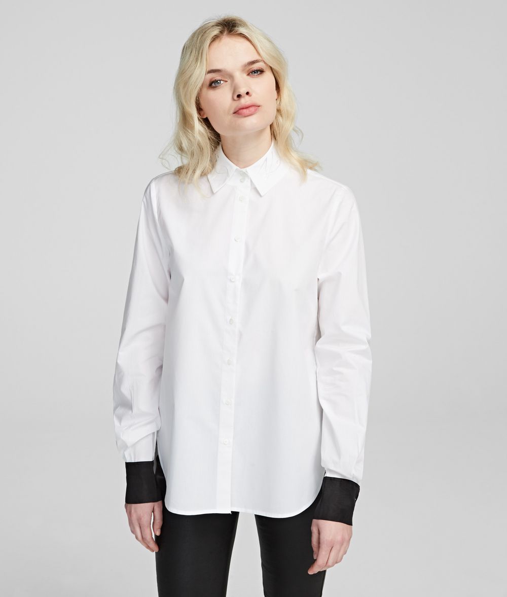 KARL LAGERFELD Logo-Collar Shirt Blouse Woman f