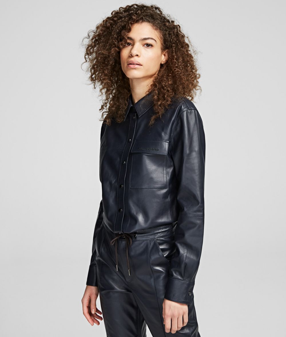 KARL LAGERFELD Leather Shirt Blouse Woman f