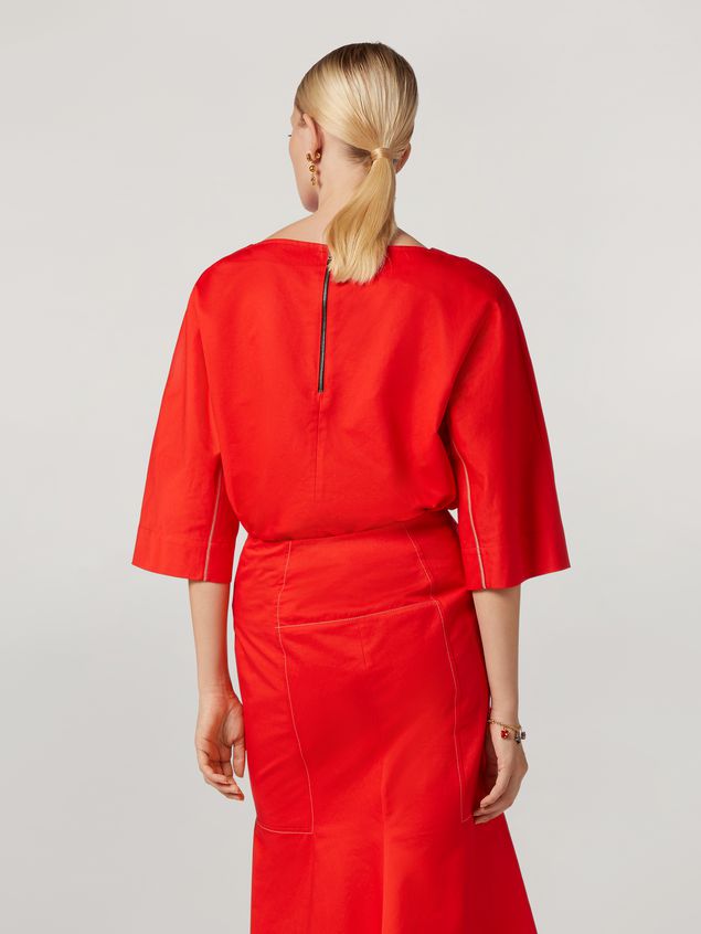 Long Sleeve Shirt Marni Boat-neck shirt in cotton and linen drill Woman