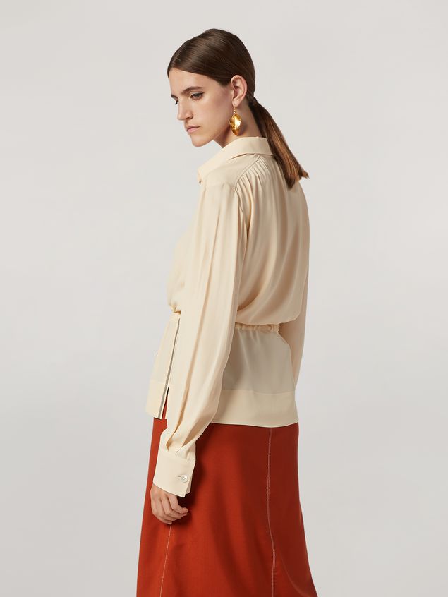 Long Sleeve Shirt Marni Shirt in lightweight washed crepe with waist drawstring Woman