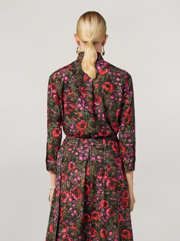 Long Sleeve Shirt Marni Shirt in cotton poplin Amarcord print with contrast piping Woman