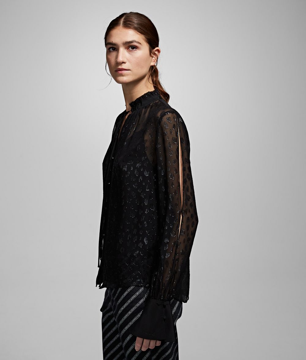 KARL LAGERFELD Leopard Jacquard Shirt Blouse Woman d