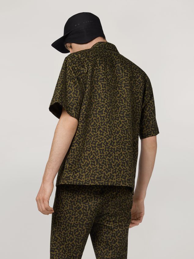 Short Sleeve Shirt Marni Shirt in cotton and linen drill Camo Cells print Man