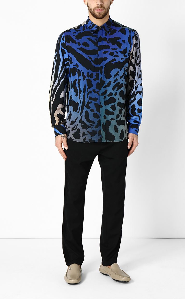 blue cheetah print shirt mens