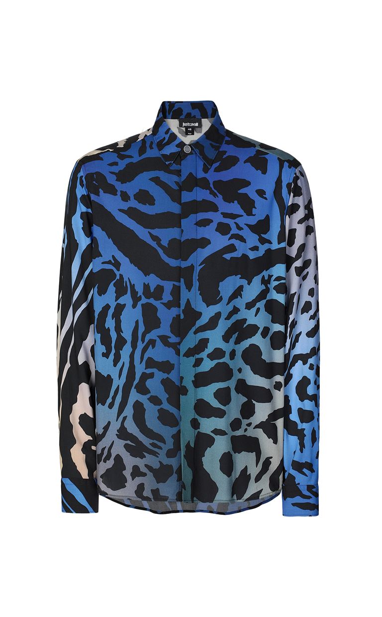 blue cheetah print shirt mens