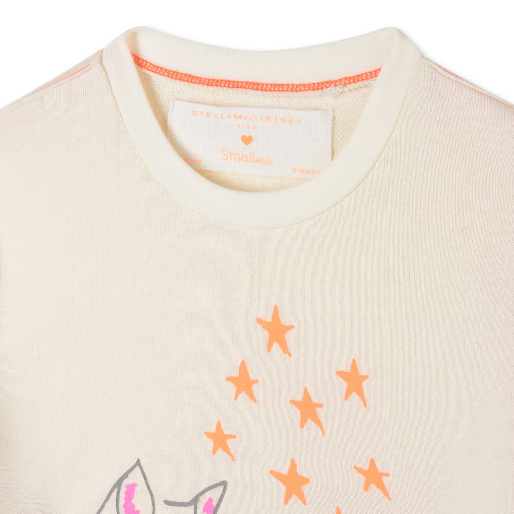 Cream Betty Cat Print Sweatshirt - Stella Mccartney Kids