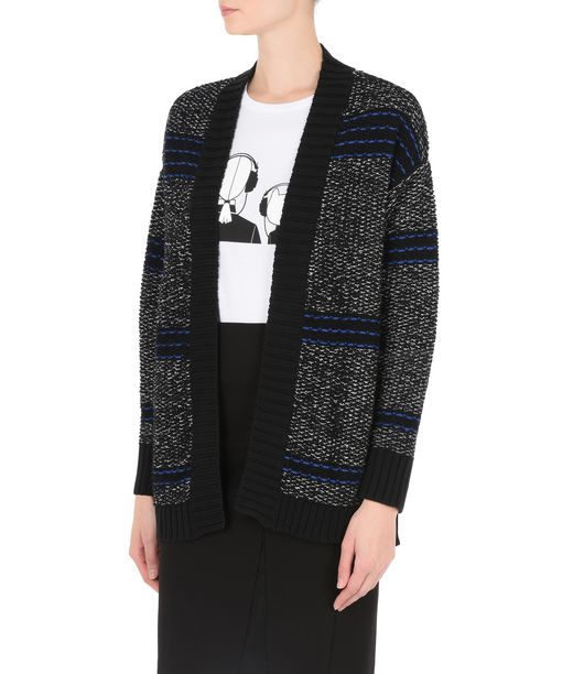 KARL LAGERFELD STRIPE BOUCLÉ KNIT CARDIGAN 12_f