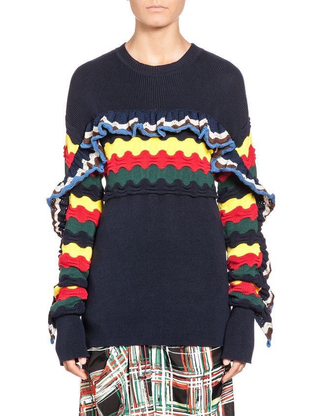Stripe And Ruffle Knit In Cotton ‎ from the Marni ‎Fall Winter 2018 ...
