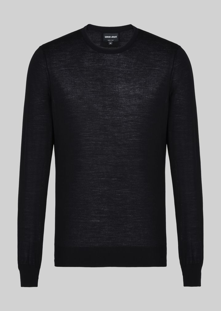 PURE WOOL CREW NECK PULLOVER | Man | Giorgio Armani