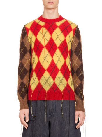 Marni Lozenge-patterned crewneck knit in mohair  Man