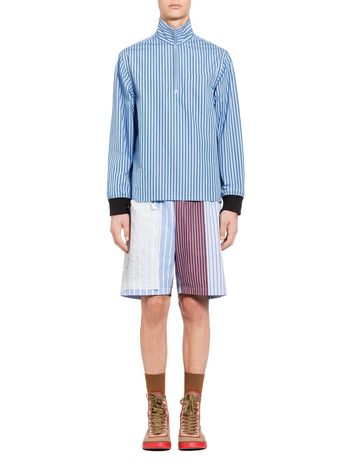 Marni Patchwork bomber jacket in pinstriped cotton Man