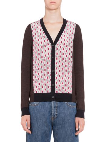 Marni Wool cardigan with silk insets Woman