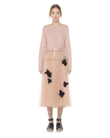 REDValentino Wollcardigan mit Point d’Esprit-Tüll