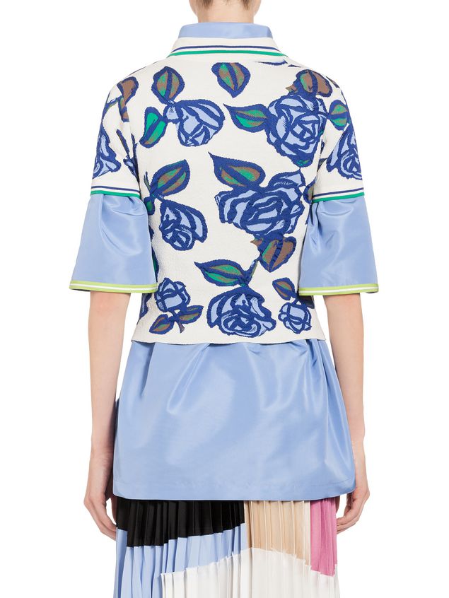 Short Sleeve Jumper Marni Polo in viscose with floral pattern Woman